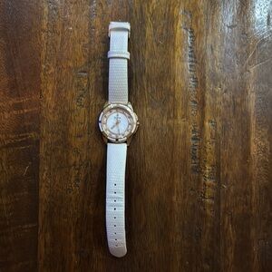 Authentic Bulova Watch in White and Gold with leather band. NEW WITHOUT BOX